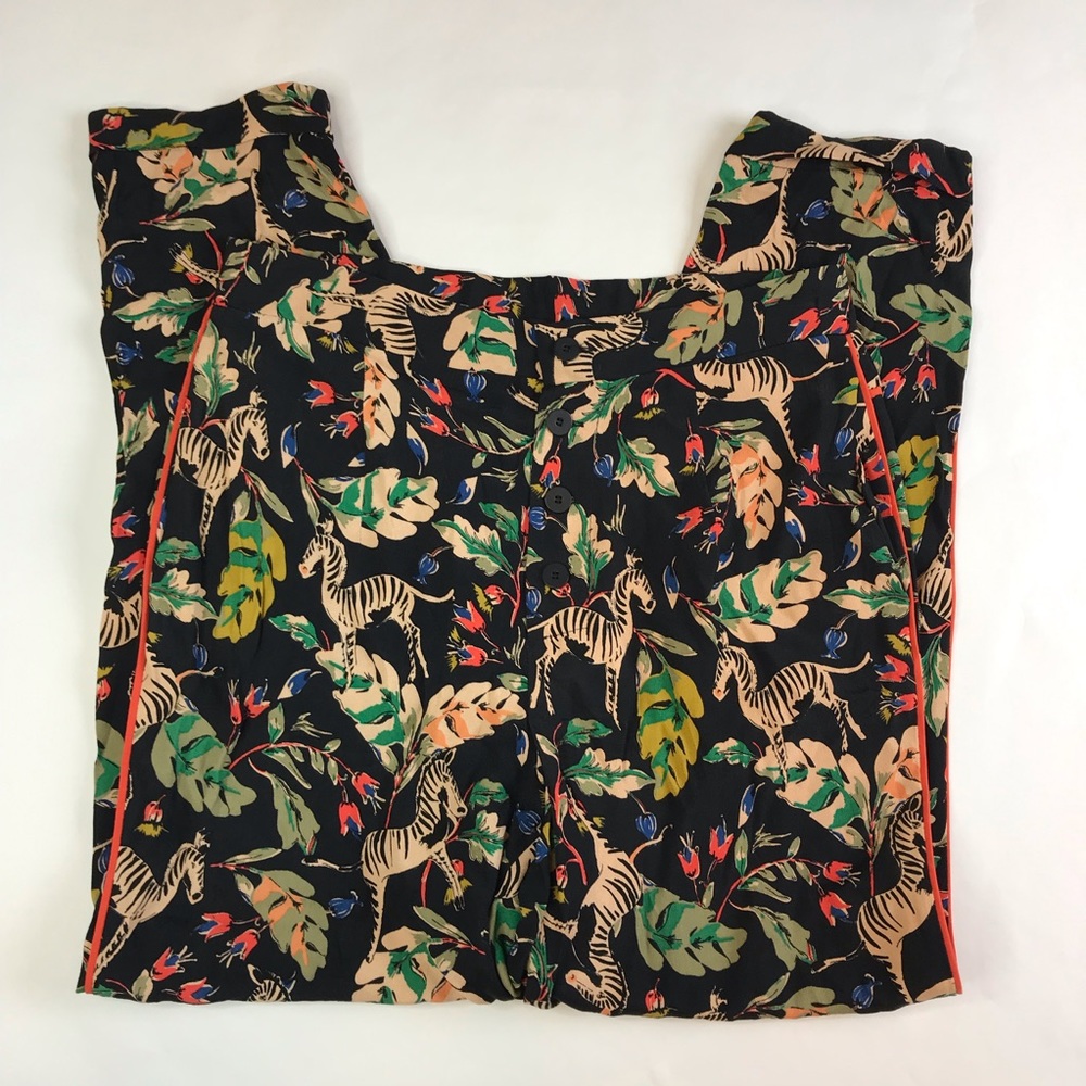 Zara Trafaluc Womens Pants Sz S Black Floral - Picture 2 of 8